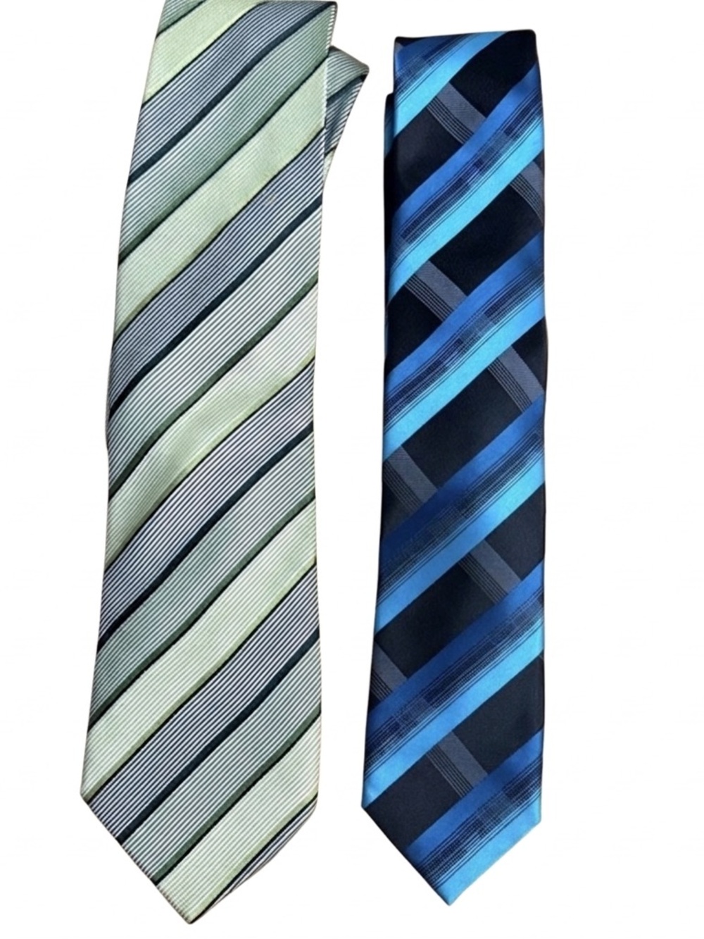 Alfani Men's Ties in Green and Blue Stripes (Set of 2)